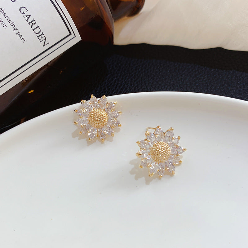 Sun Flower Korean Temperament Light Luxury Net Red Earrings Women