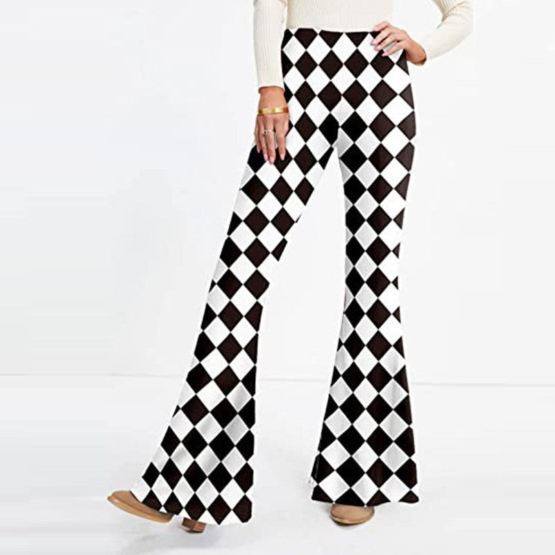 Hip Retro Printed Bootleg Pants Casual Pants