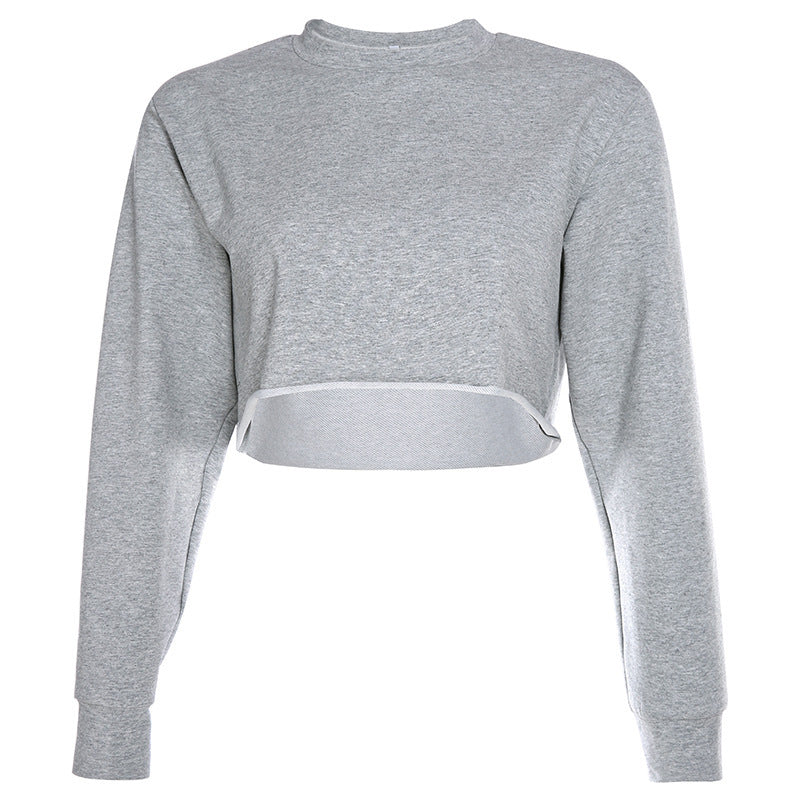 All-match Solid Color Loose Short Long-Sleeved Sweater