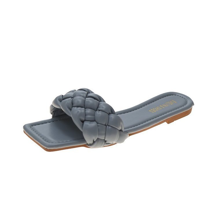 Woven Sandals And Slippers New Summer Outer Wear Flat-Bottomed Candy Color Slippers Women