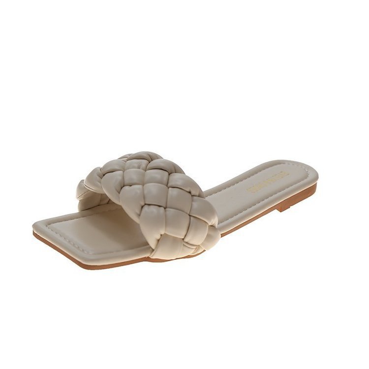 Woven Sandals And Slippers New Summer Outer Wear Flat-Bottomed Candy Color Slippers Women