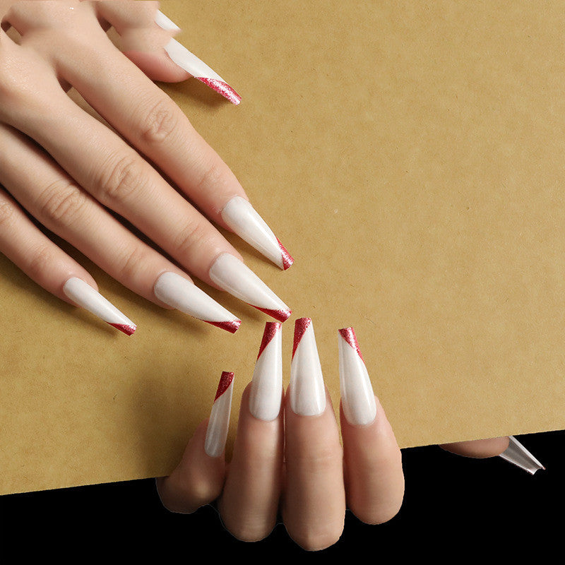 Wearing Nails, Rose Gold And Beveled Edge French Manicure, Long Ballet Nails, Nails, Finished Products, Boxed
