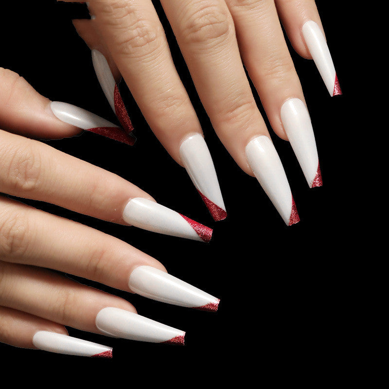 Wearing Nails, Rose Gold And Beveled Edge French Manicure, Long Ballet Nails, Nails, Finished Products, Boxed
