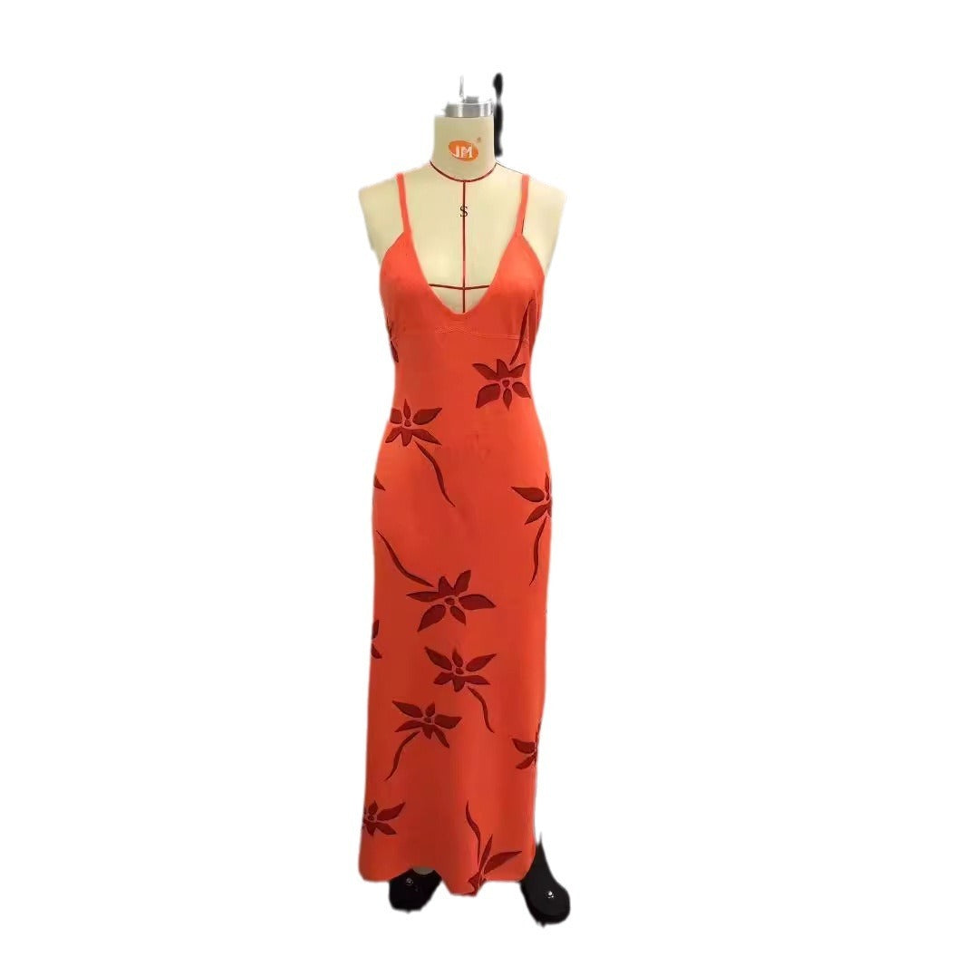 Slim Fit Low-cut Slimming Sling Long Dress