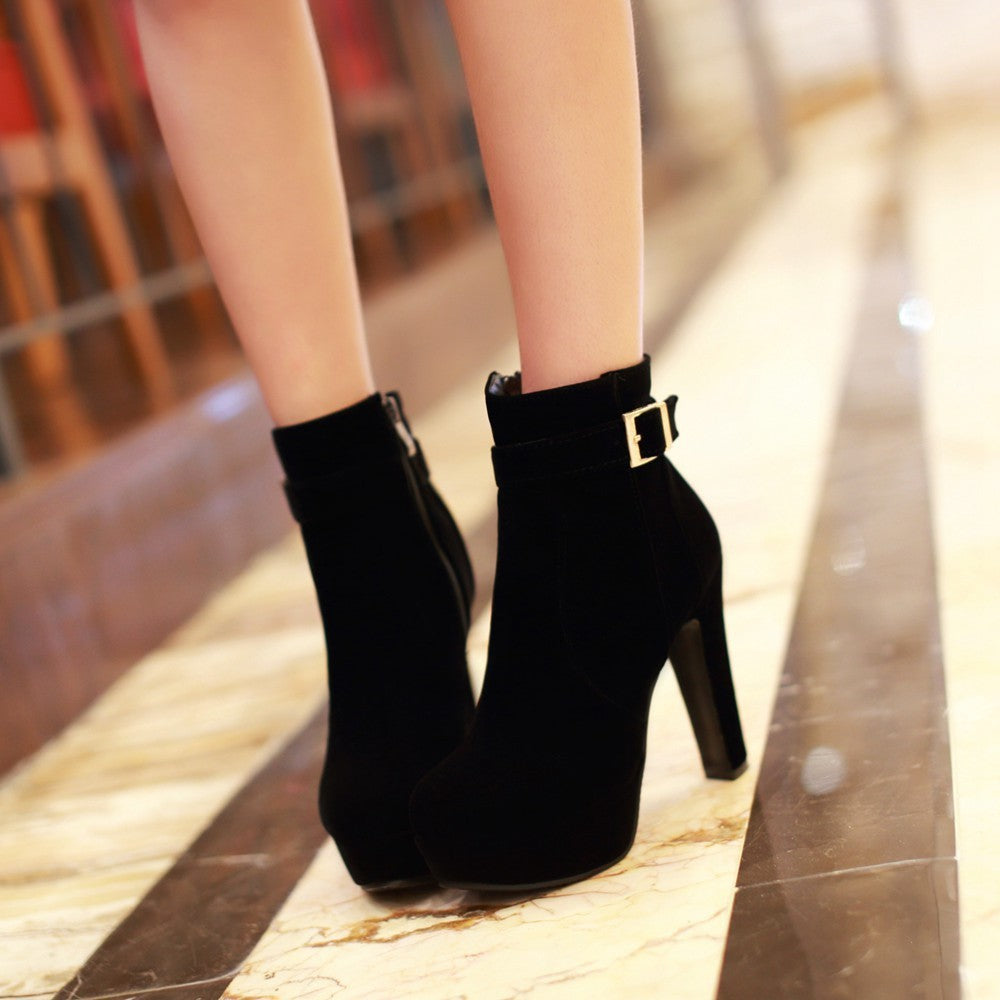 Autumn And Winter Women's Martin Boots Thick Heel High Heels