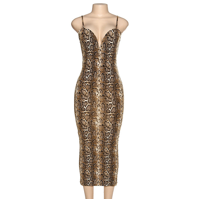 Sexy halter slim dress with suspenders