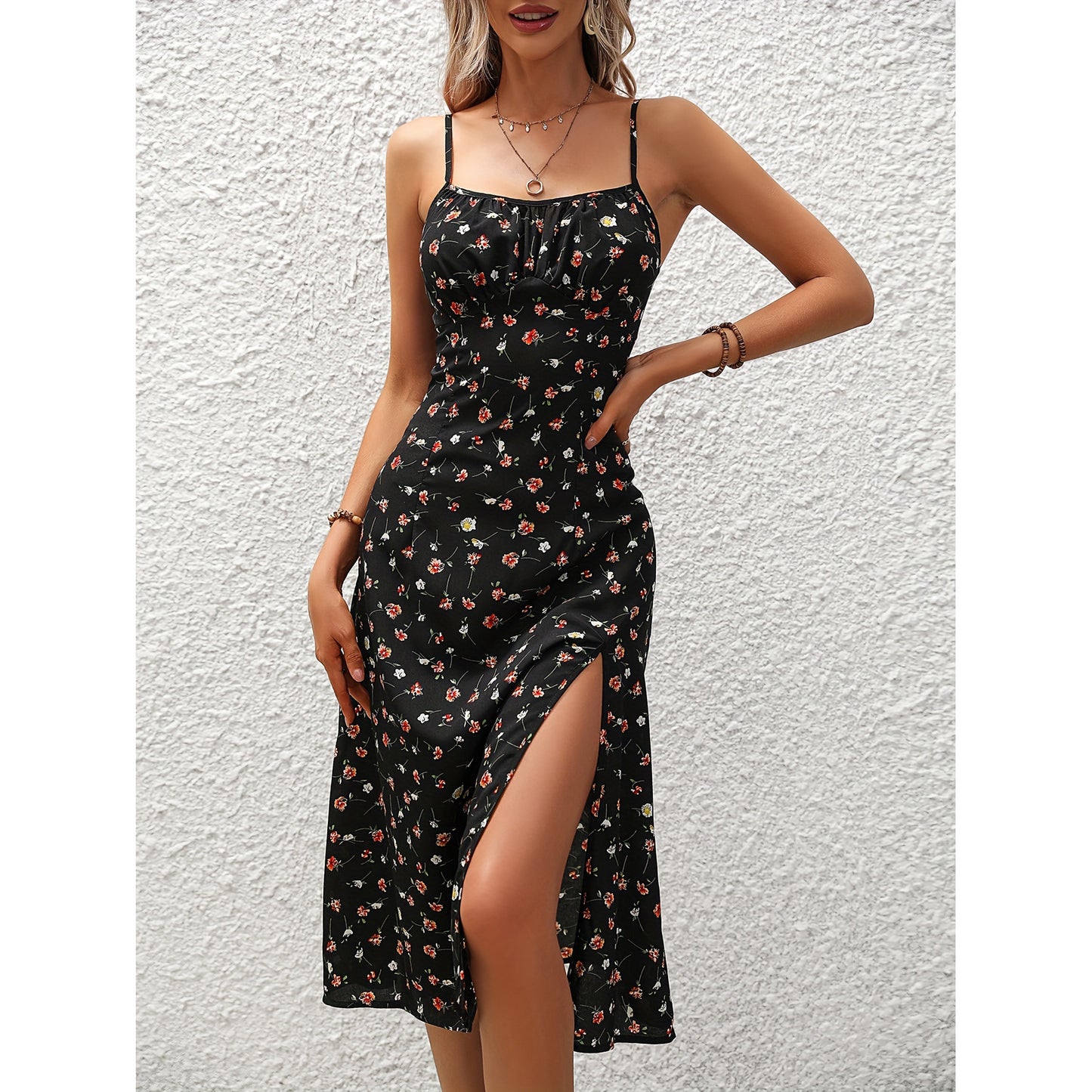 New Polka Dot Dress Summer Sexy Split Long Dresses For Womens Clothing