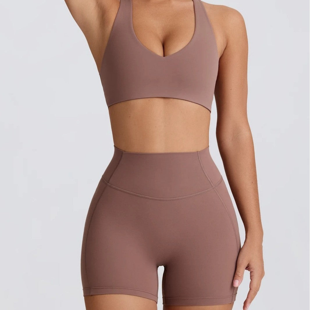 Peach Hip High Waist Running Training Shorts Hip Lifting Nude Feel