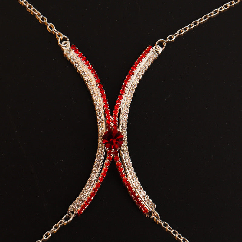 Women's Fashion Simple Rhinestone Chest Chain