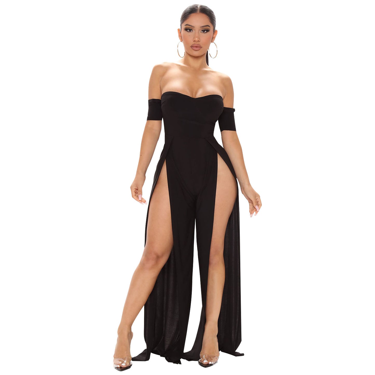 Women's Fashion Mesh Print Sheer Pant Set