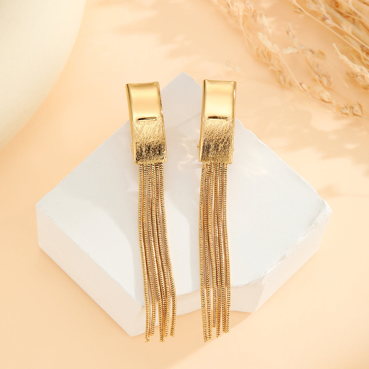 2pcs Fashionable Modern Thin Chain Earrings, Gold Bead Tassel Earrings, Suitable For Women's Daily Party Wear, Birthday Gifts