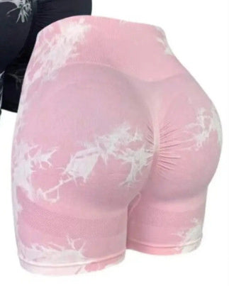 Seamless High Waist High Elastic Tie-dye Sports Tights Hip Lifting And Floating Belly Contracting Peach Yoga Pants