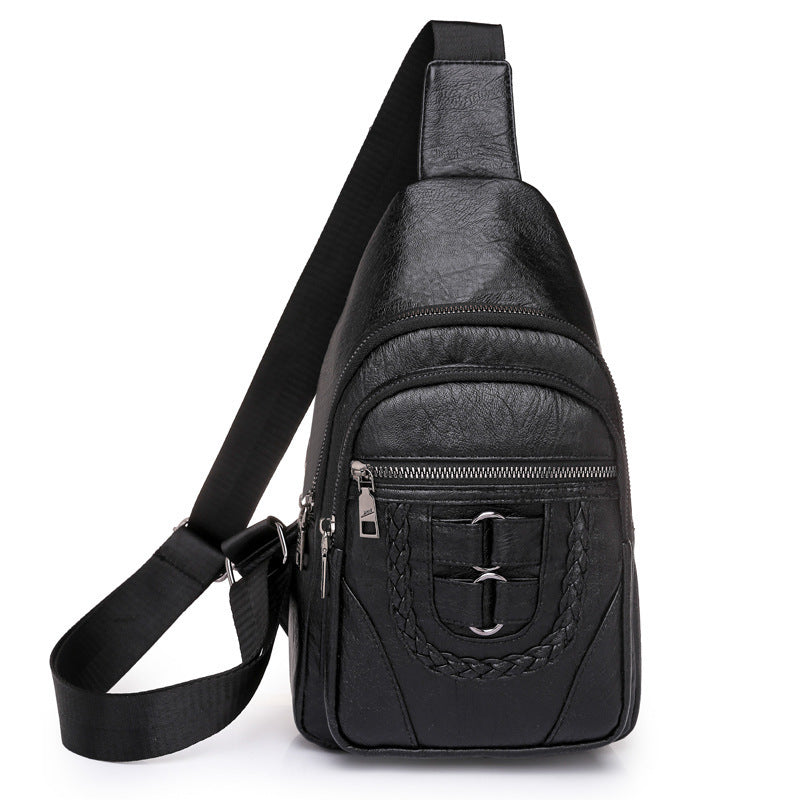 New Retro Easy Matching Chest PU Messenger Bag Female Cross-border Amazon Hot Chest Bags Ins Women Bag Wholesale