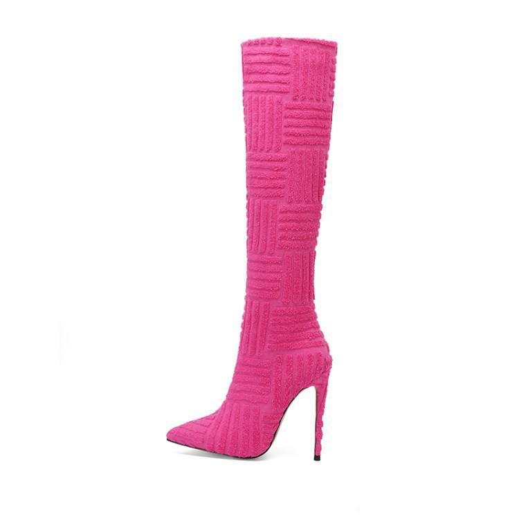Heels Green Rose Red High Tube Boots