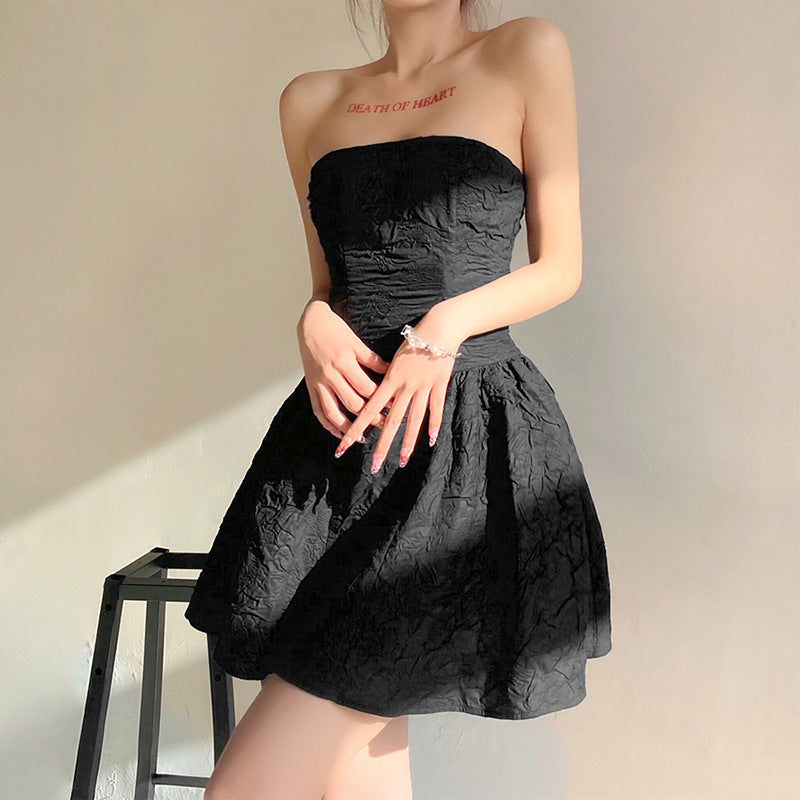 High Waist Slim Sexy Zipper Tube Top Halter Dress Women