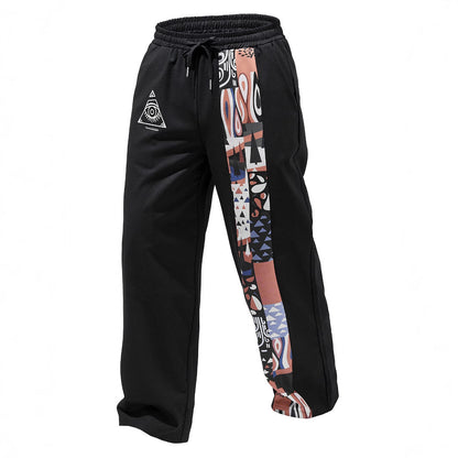 Retro Printed Loose Casual Straight Trousers