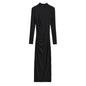 Women's Fashion Pure Color Half Collar Slim-fit Long-sleeved Dress