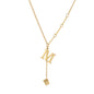 Simple M Shaped Small Square Pendant Necklace Womens Titanium Steel
