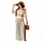 Hollow-out Handmade Tassel Off-shoulder Beach Skirt Suit