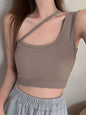 Women's Black Slanted Shoulder Camisole