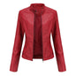 Biker Oversized Stand Collar Leather Jacket