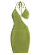 Women Sexy Bodycon Party Dresses Backless Spaghetti Straps Bra Cutout Jersey Halter Naughty Clubwear