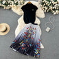 Women's Summer High-end Design Sense Niche Sleeveless Shirt Top Pleated Dress Two-piece Set