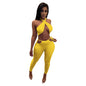 Sexy Casual Fashion Solid Color Two-piece Suit