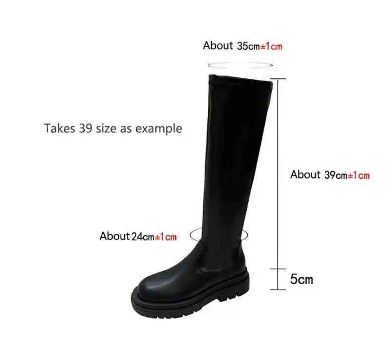 Thin High Barrel Stretch Boots Knight Korean Wedge