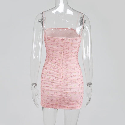 Women's New Floral Tube Top Halter Slim Suspender Skirt Dress