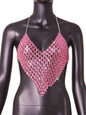 Fashion Backless Gem Stitching Vest