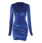 New Fashion Sexy Low-Cut Pleated Slim Velvet Dress