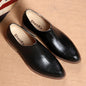 Retro pointed toe slip on casual leather shoes