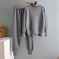 Pieces Set Women Knitted Tracksuit Turtleneck