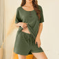 Fashion Casual Versatile Two-piece Set Short Sleeve Shorts Women Solid Color Suit Female