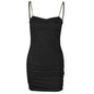 Sexy Low-cut metal Halter Dress With Hip Wrap