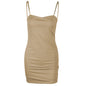 Sexy Low-cut metal Halter Dress With Hip Wrap