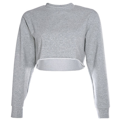 All-match Solid Color Loose Short Long-Sleeved Sweater