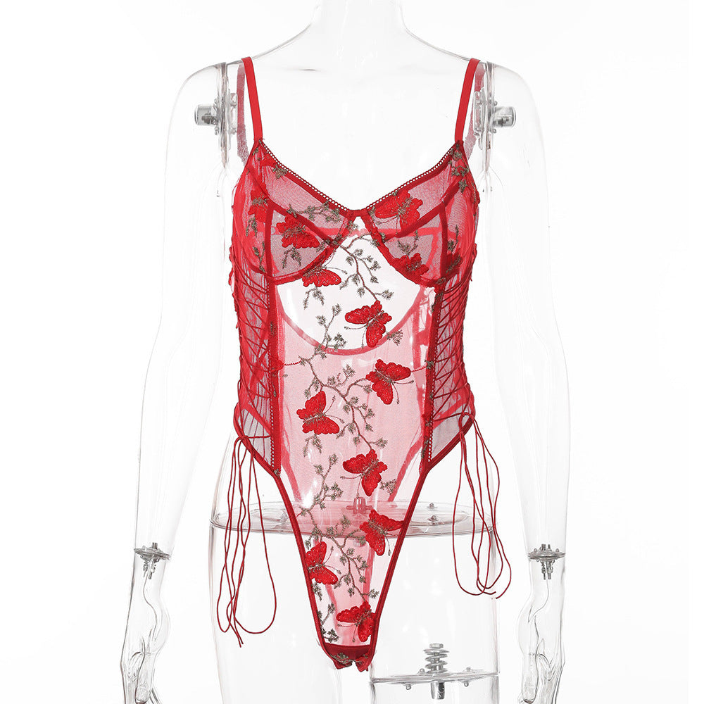 Autumn Lace Embroidery Sexy Body Shaping Bodysuit