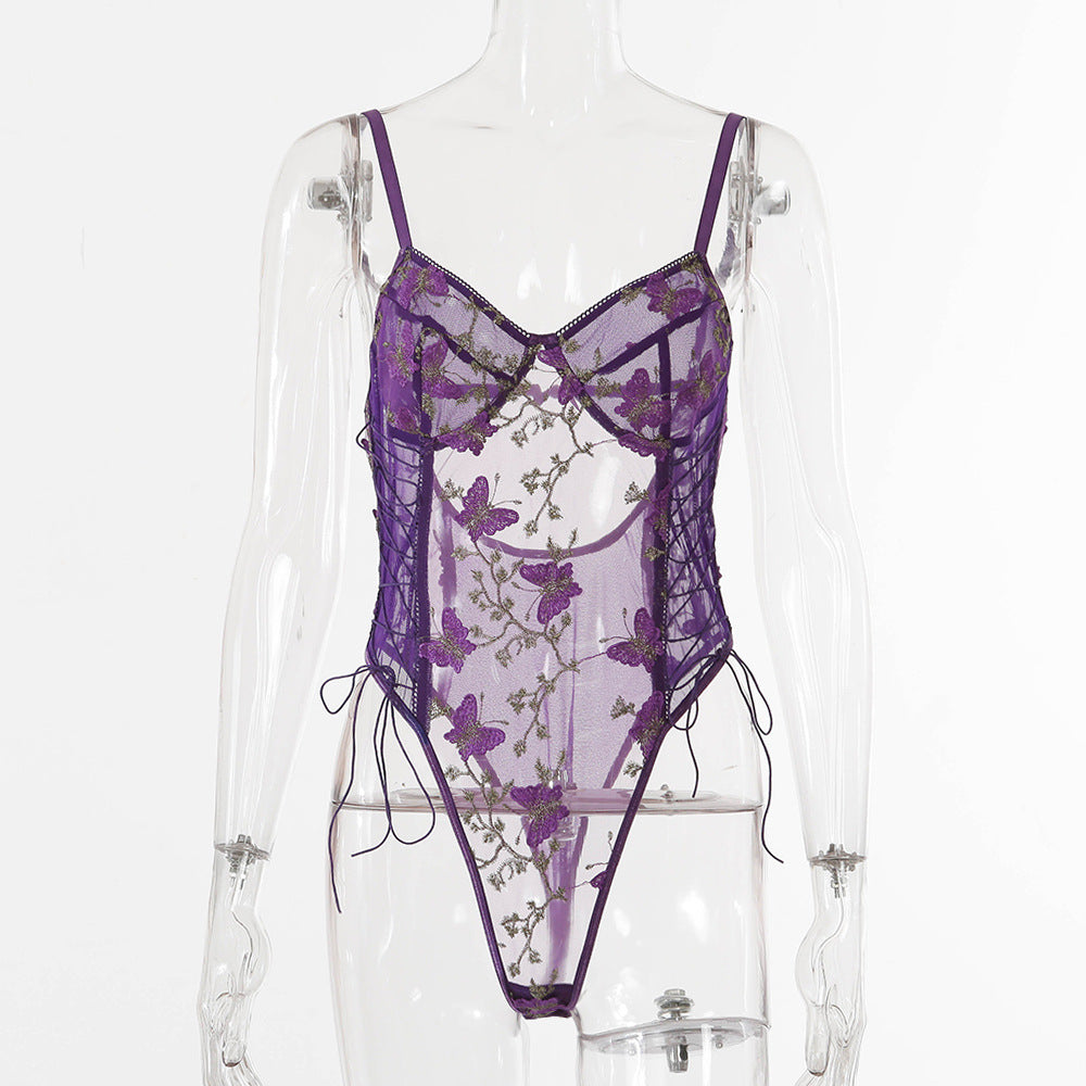 Autumn Lace Embroidery Sexy Body Shaping Bodysuit