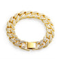 Cuban Thick Link Chain Bracelet Punk Luxury Crystal Bracelets for Women Men Jewelry Gold Color Rhinestone Bangles Bling New