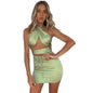 Women'S Design Sense Sexy Strappy Hanging Neck Halter Fashion Slim T-Shirt Women