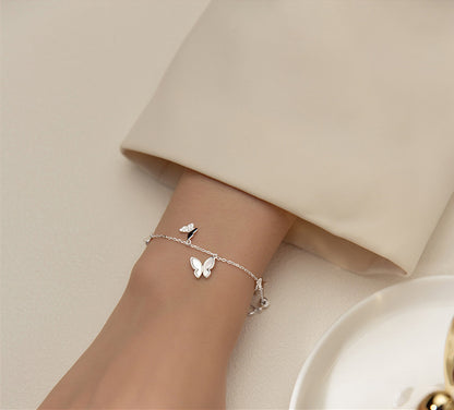 Mloveacc Shell Butterfly Handmade Charm Bracelets Girls Rose Gold Gifts For Women 925 Sterling Silver Jewelry Female Chain