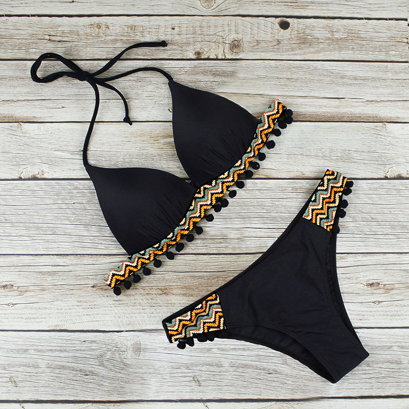 European And American Leopard Ball Hard Cover Backless Sexy Split Bikini Swimsuit Women