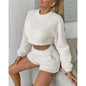 Autumn And Winter New High-waist Long-sleeved Plus Shorts And Home Leisure Coral Fleece Suit