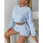 Autumn And Winter New High-waist Long-sleeved Plus Shorts And Home Leisure Coral Fleece Suit