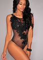 Sexy Summer Embroidery Solid Lace Transparent Bodysuit