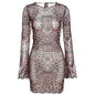 Fashion Halter Neck Flared Sleeve Sexy Backless Slim Fit Hip Dress