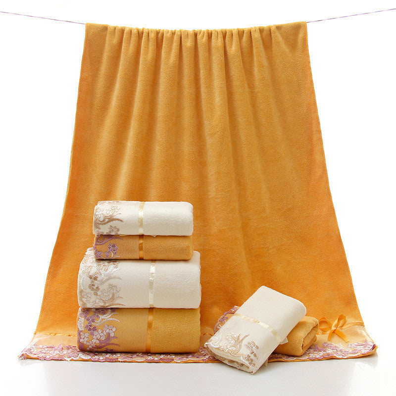 Microfiber Cartoon Applique Embroidered Large Bath Towel Thickened Absorbent Beach Towel