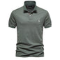 Deer Embroidered Men's T-shirt Solid Color Polo Collar Basic Style Short-sleeved Shirt Men